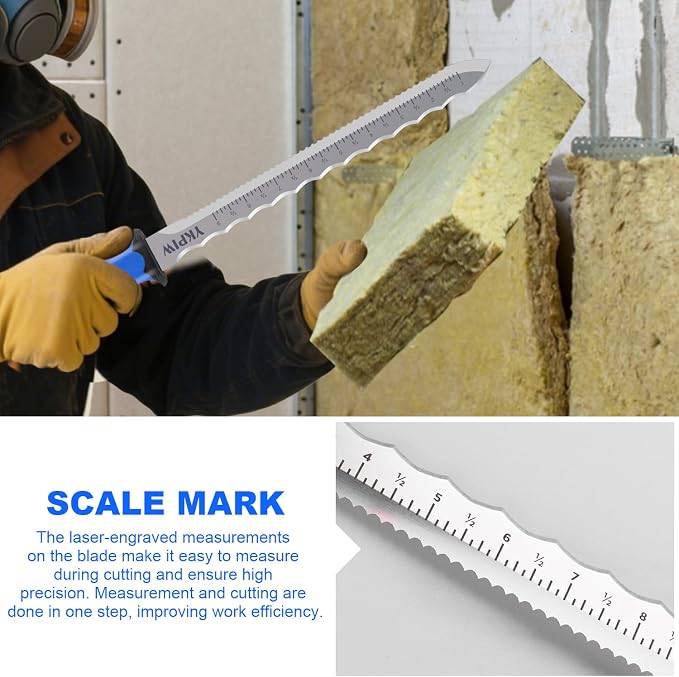 Insulation Knife with Measuring Scale, Stainless Steel Double-Sided Serrated