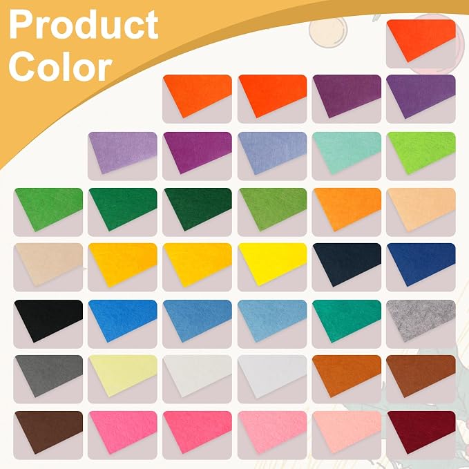 120 PCS, 1mm Stiff Felt Fabric Sheets