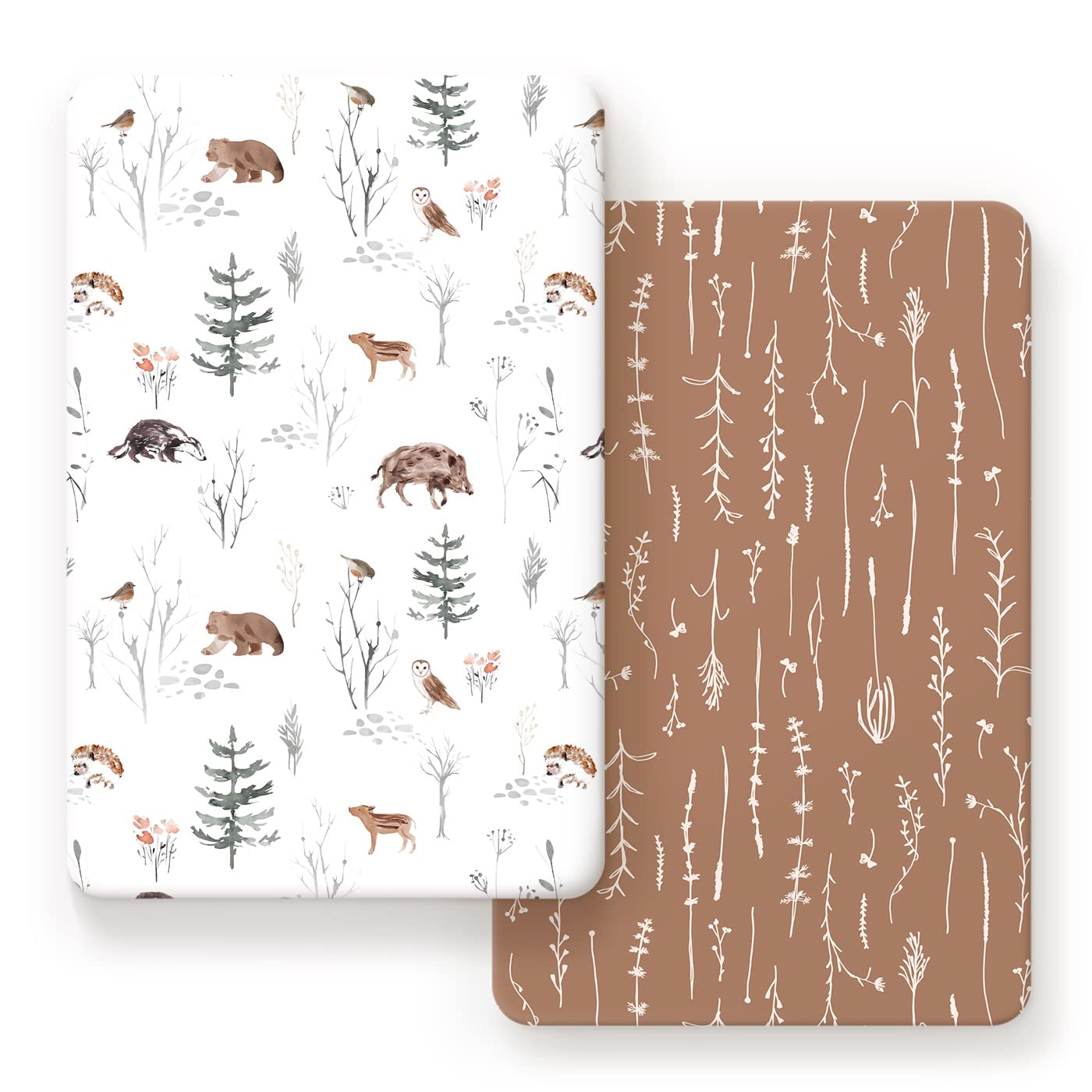 Pack n Play Sheets Fitted 2 Pack, Stretchy Ultra Soft Jersey Knit Pack and Play Sheets, Universal Fitted Portable/Mini Crib Mattresses Snug and Safe, Stylish Pattern of Jungle Animals