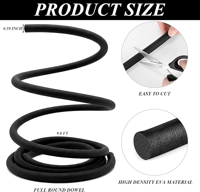 Klyyo Clyro 0.59 inch x 9.8 ft Full Round EVA Foam Dowel, High Density EVA