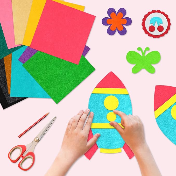 Morcheiong 50 Pcs Felt Fabric Soft Felt Fabric Sheet