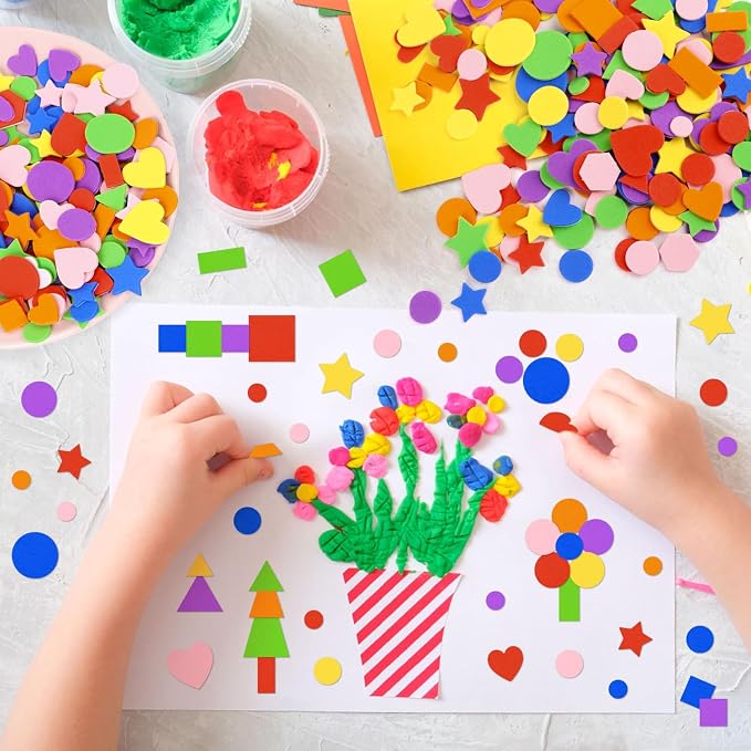 CCINEE 1218 Pcs Foam Stickers 7 Colors Self Adhesive Foam Shapes Sticker
