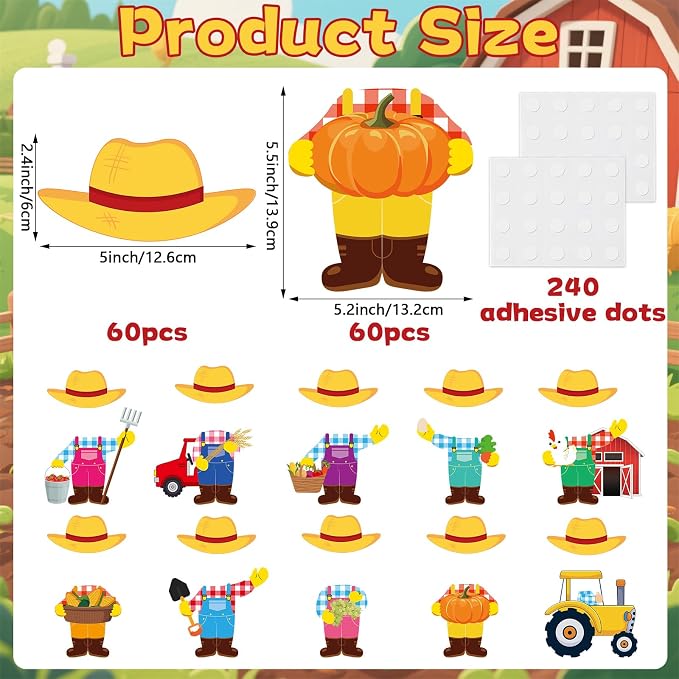 60pcs Farm Theme Cutouts Farmer