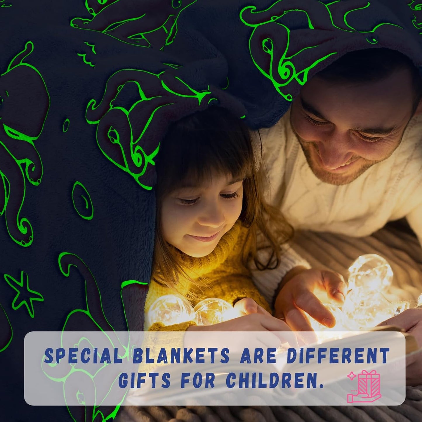Octopus Twin Blanket for Couch & Bed - Glow in The Dark Ocean Blanket Soft Octopus Gifts for Kids, Blue Sea Animal Fleece Throw for Home Decor Christmas Birthday Present 60"x80"