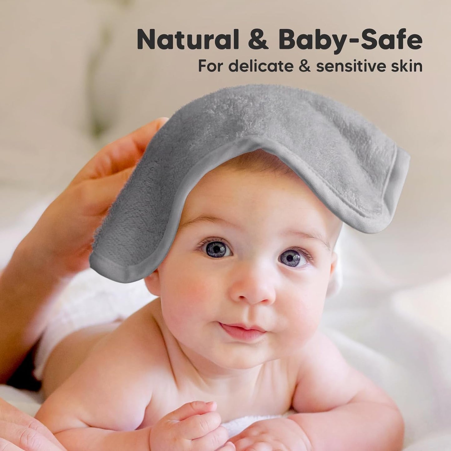 6-Pack Baby Washcloths - Soft Absorbent Viscose from Bamboo Wash Cloths for Babies, Kids, Toddlers, Infant, Newborn Bath Towels, Gentle on Sensitive Skin, 10x10 Reusable Face Towels (Cool Gray)