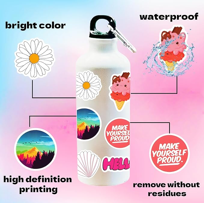 300Pcs Waterproof Vinyl Water Bottle Stickers