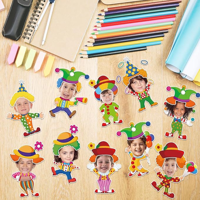 60pcs Circus Theme Cutouts Clown Juggling Bulletin Board Decorations Carnival