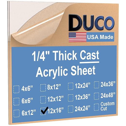 Duco Clear Cast Acrylic Sheets 1/4" Thick 12" x 16"
