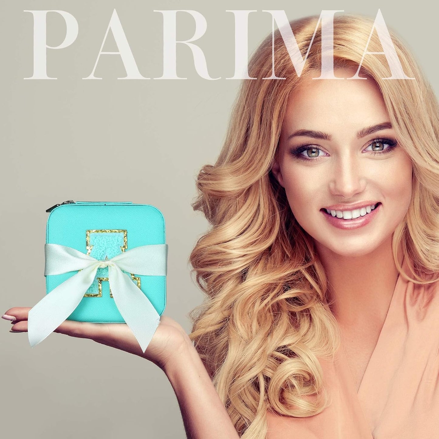 Parima Teen Girl Gifts Trendy Stuff for Girls, Pink Jewelry Box for Teen Girl | Travel Must Have Jewelry Box for Girls | Birthday Gifts for Girl | Graduation Travel Gifts - Letter B, Aqua Blue