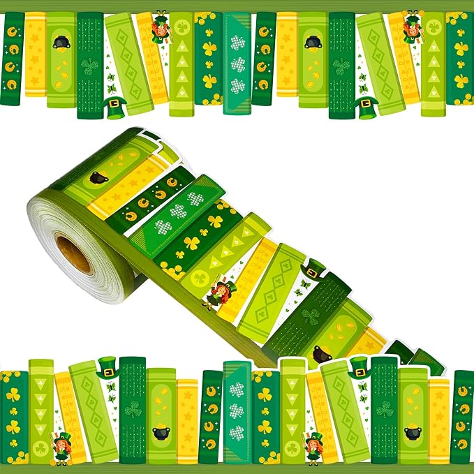 69 Feet Shamrock Bookshelf Bulletin Board Borders St Patrick's Day Green Books