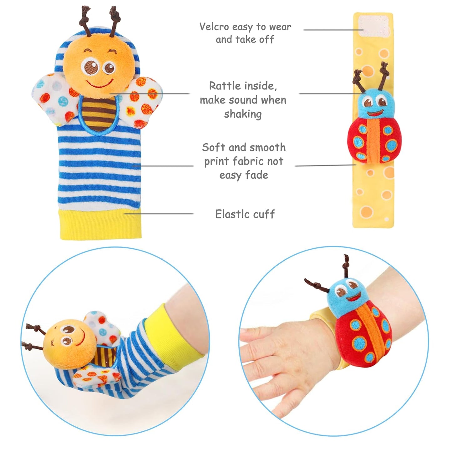 Bloobloomax Baby Rattles Toys for 0-12 Month, Infant Girl Boy Toys for Babies 3-6 Months, Newborn Hand & Foot Toys for 0 to 9 Months, Baby Shower Gifts Set with Wrist Rattle Socks (Pink-8PCS)