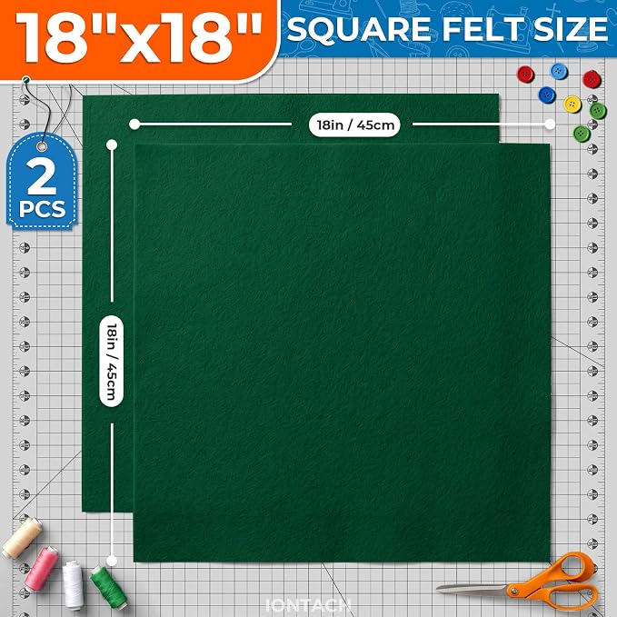 IONTACH 18" X 18" Soft Felt Sheets 1.6mm Thick | Acrylic Felt Fabric Sheets