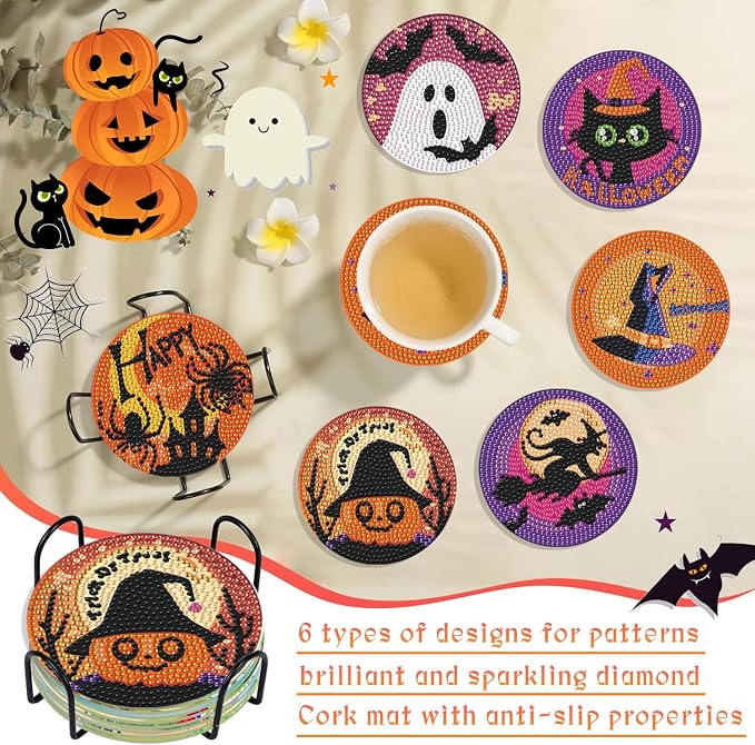 EWJRNSF 6 PCS 5D Diamond Painting Coasters Kits