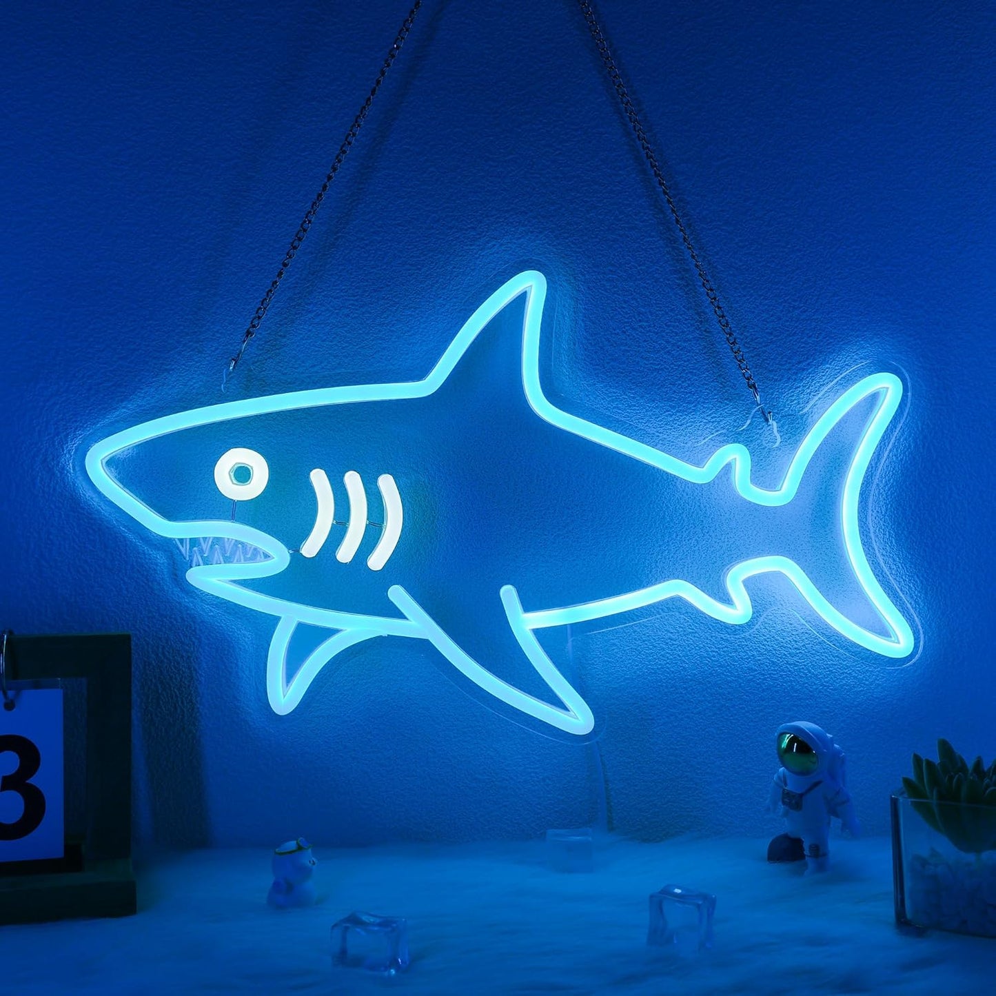 Shark Neon Light, Dimmable LED Shark Animal Neon Wall Sign USB Powered, Decorations for Bedroom Living Room Game Room Man Cave Home Birthday Gift for Boys Men