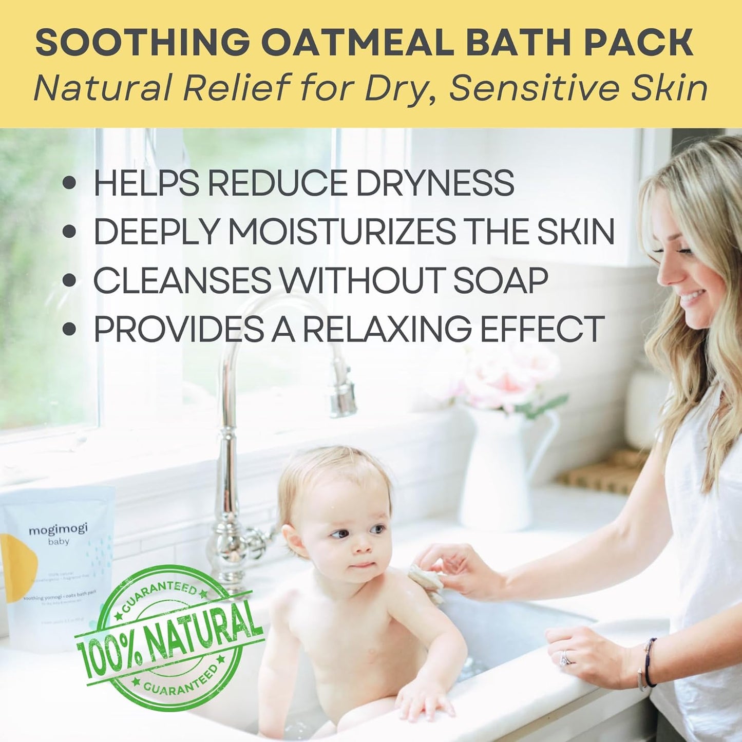 Organic Oatmeal Bath Soak for Baby, Kids & Sensitive Skin – Economy 15 Packs – Washes & Soothes Eczema, Diaper Rash, and Dry Itchy Skin – 100% Natural & Fragrance-Free – Made in USA by MogiMogi Baby