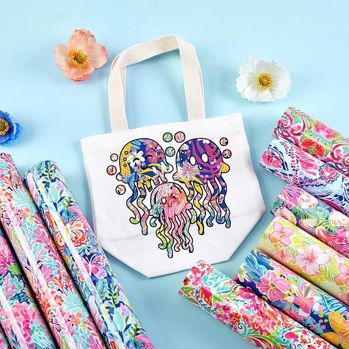 Tintnut Paisley Flower Watercolor Heat Transfer Vinyl, Floral pattern, PU HTV