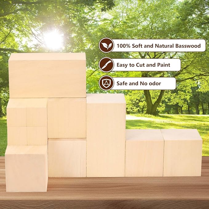 IMYMEE Basswood Carving Blocks-22PCS Whittling Wood Blocks Wood Carving Kit