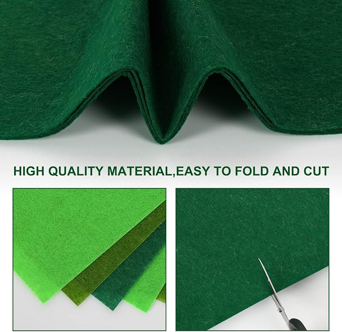 Whaline 18Pcs Felt Fabric Sheets Soft Thick Assorted Green Craft Felt Pack