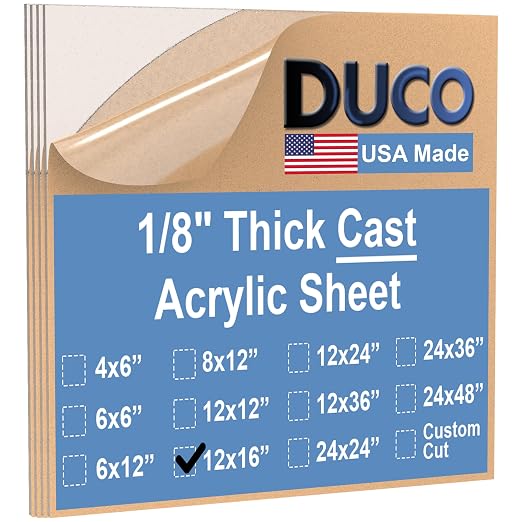 Duco Clear Cast Acrylic Sheets 1/8" Thick 12" x 16"