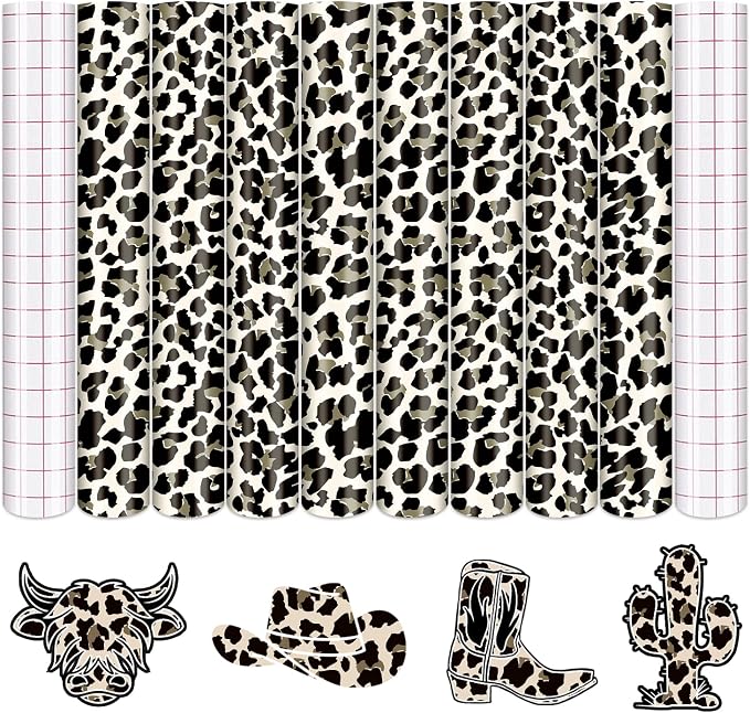 Tintnut Black White Leopard Permanent Vinyl 8 Sheets 12x10in Adhesive Vinyl |