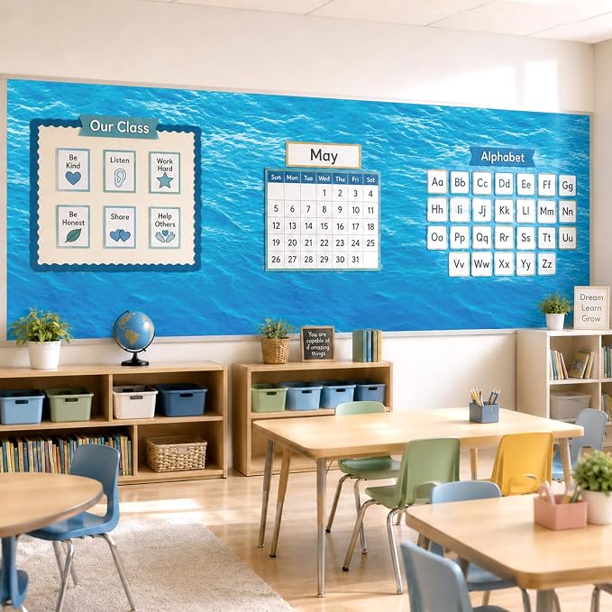 Ocean Waves Bulletin Board Roll Non-Woven Fabric Poster 16in X 20ft | Back to