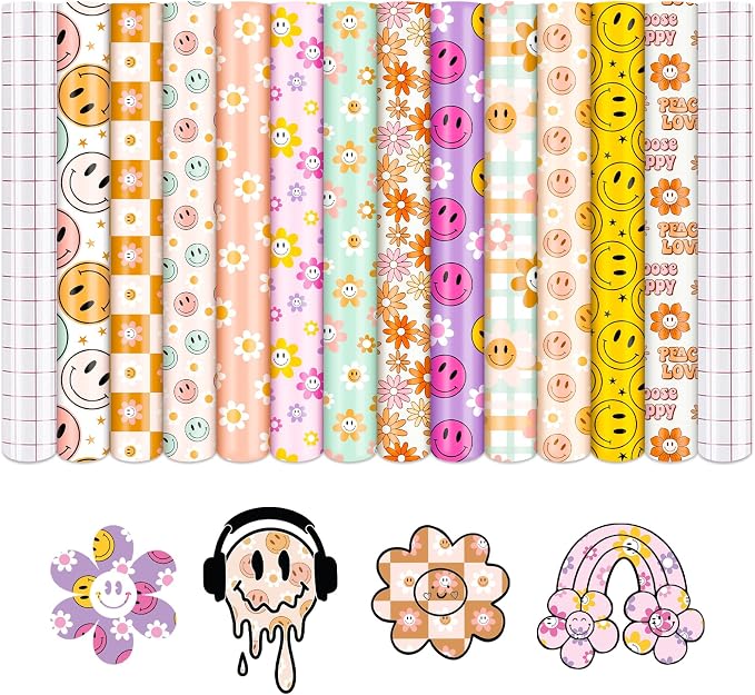 Tintnut Floral Permanent Vinyl 12 Sheets 12''x10'' Permanent Adhesive Vinyl |