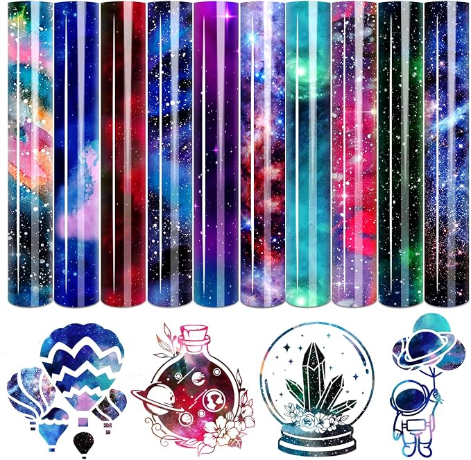 Tintnut Starry Sky Galaxy Heat Transfer Vinyl, PU HTV sheets, easy cut & weed