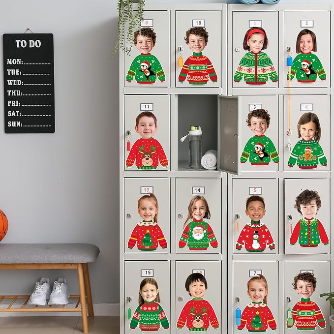 60pcs Christmas Theme Cutouts Ugly Sweater Bulletin Board Decorations Xmas Ugly
