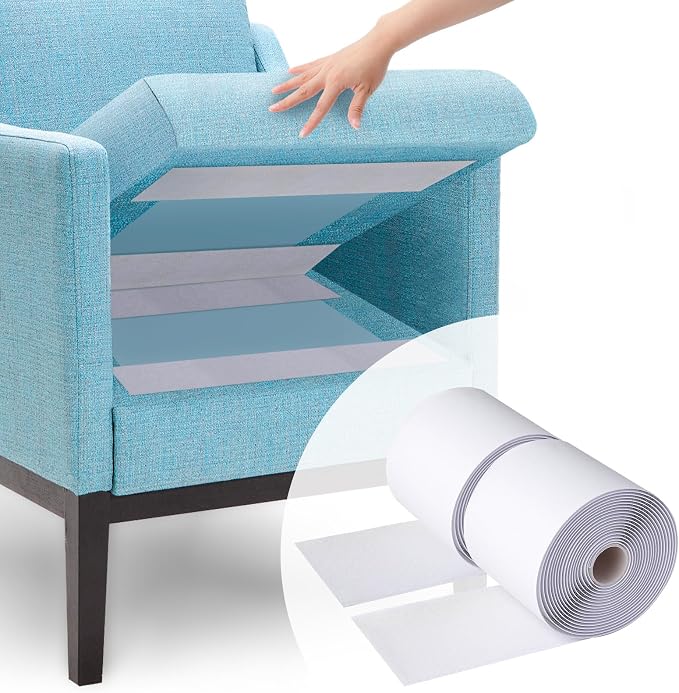 4.4''×16.5 Feet White Heavy Duty Hook and Loop Tape Adhesive, Keep Couch
