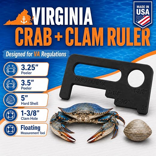 Crab Measurement Tool for Blue Crabs & Clams | VA Regulation 3.25-3.5" Peeler