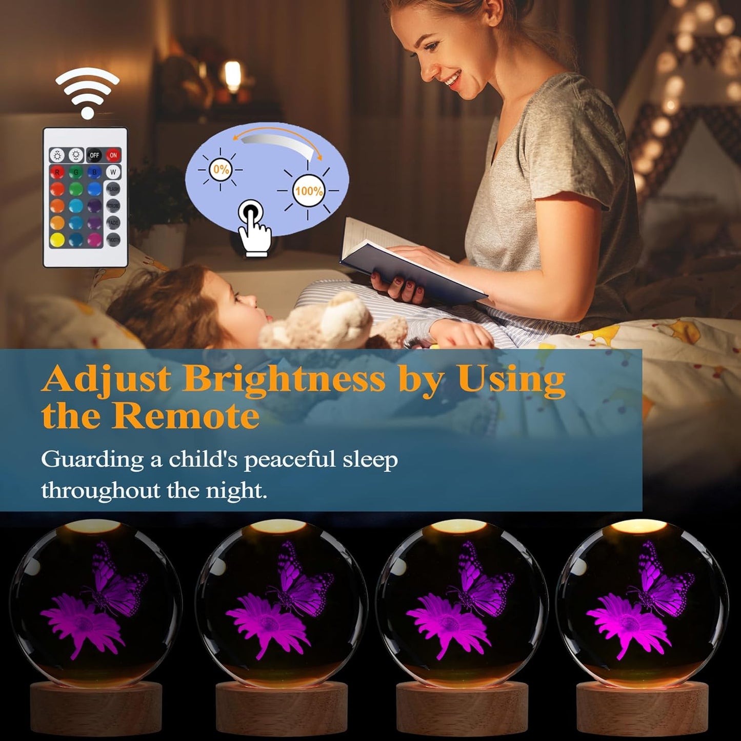 Butterfly Crystal Night Light, Butterfly Gifts, K9 3.15 Inch（80mm） Crytstal Lamp with 16 Colors Remote Upgraded Lamp Gifts for Women Wife Girlfriend