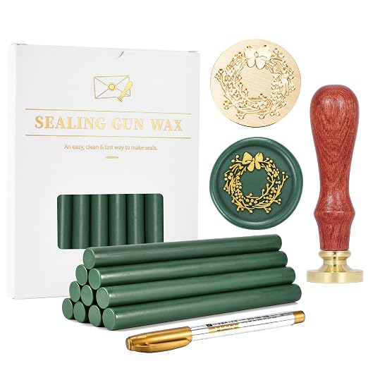 Yoption Wax Seal Kit, Christmas Wreath Wax Seal Stamp, Wedding Invitations