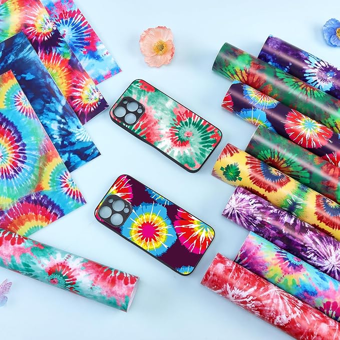 Tintnut Swirl Tie Dye Permanent Vinyl 12 Sheets 12"x10" Adhesive Vinyl |