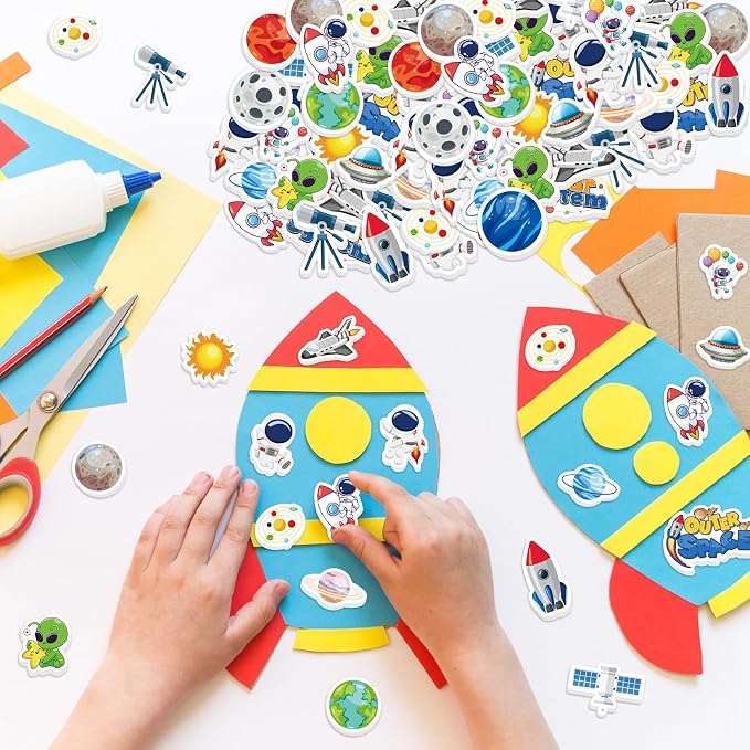 300Pcs Outer Space Foam Stickers, Funny Solar System Planet Sticker