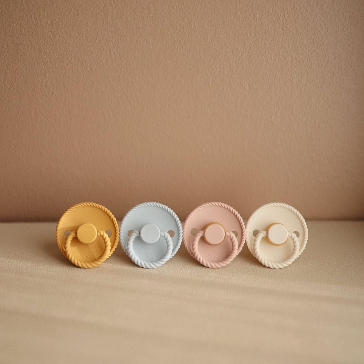 FRIGG Rope Natural Rubber Baby Pacifier | Made in Denmark | BPA-Free (Powder Blue/Ocean View, 0-6 Months)