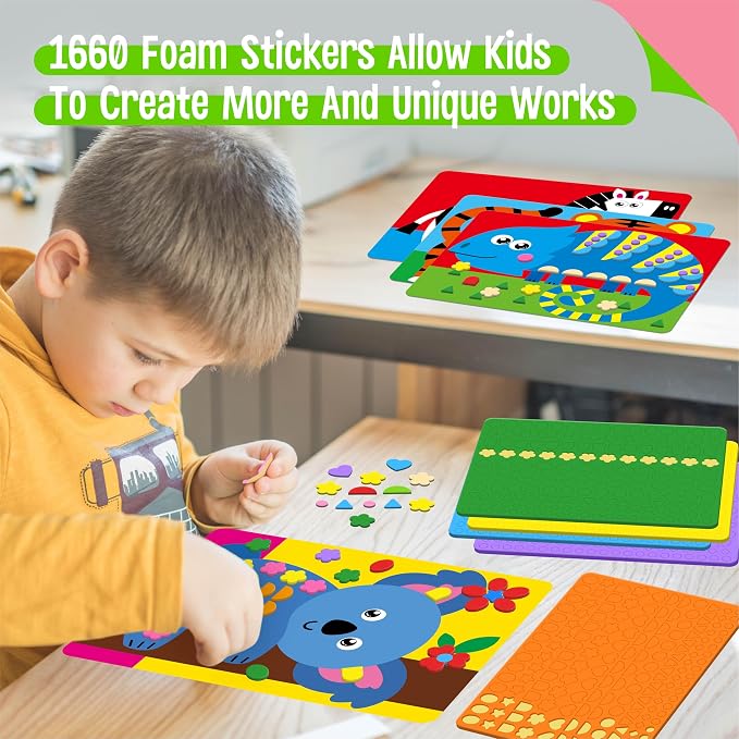 SpriteGru Foam Sticker Art Activity, 20 Wild Animal Art Boards