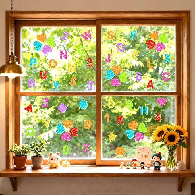 1568 Pcs Foam Letter Stickers Glitter, Self-Adhesive Glitter Alphabet Stickers