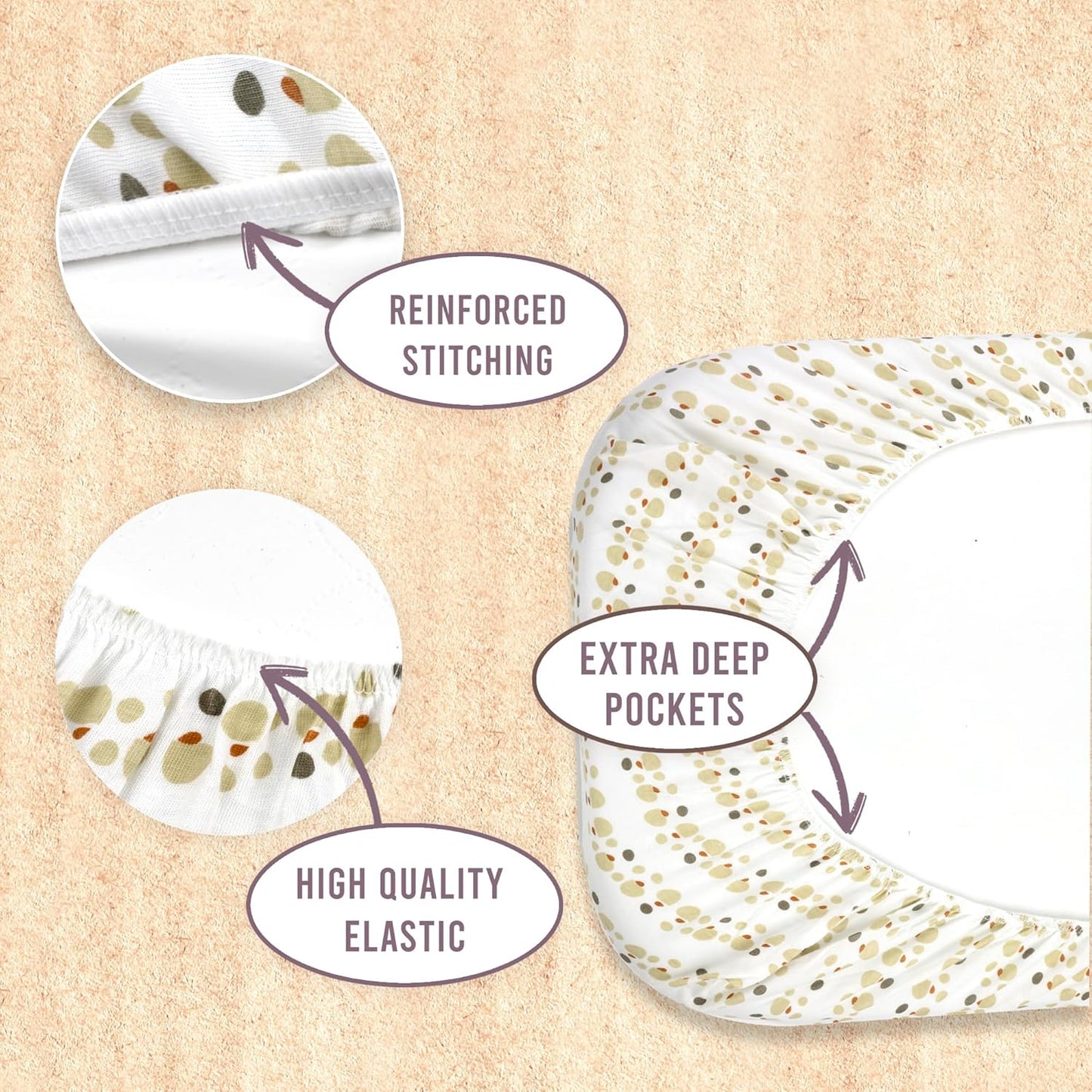 Bassinet Sheets for Baby Girl & Boy – 3-Pack Soft Fitted Bassinet Sheets, Organic Cotton, Breathable & Cozy, Fits 32x16x4 Inch Rectangle, Oval & Hourglass Mattresses, Lion Head
