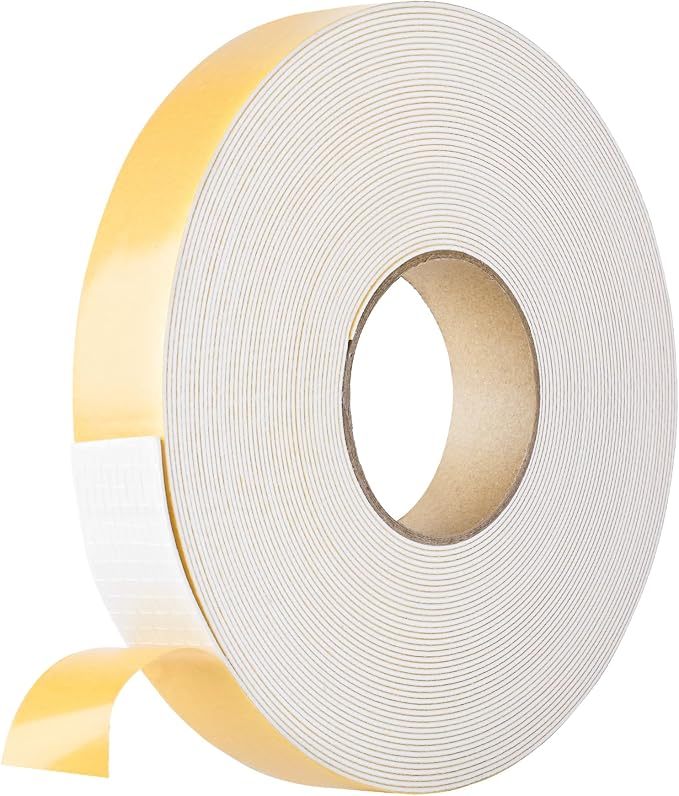 Kikerike Self Adhesive Foam Tape Weatherstrip 1in x 1/16in x 66Ft High Density