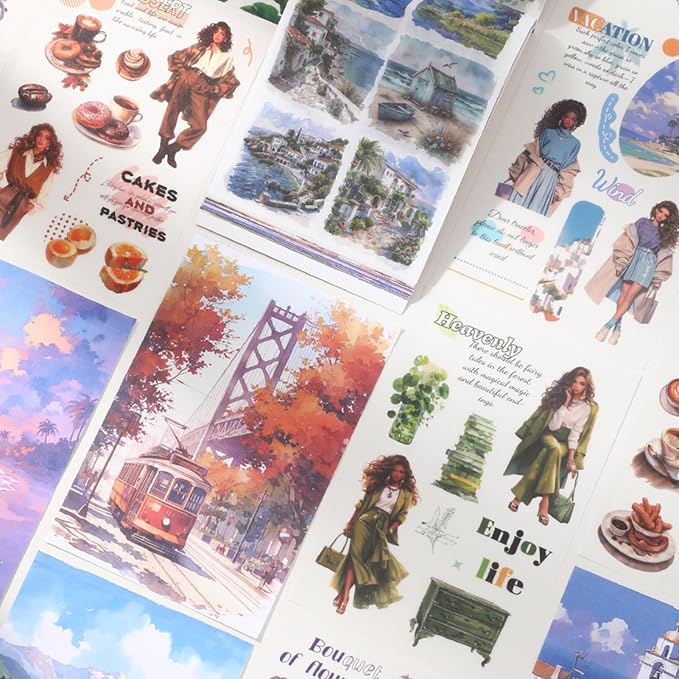 Vintage Washi Stickers for Scrapbooking, People Sticker Book for Journaling