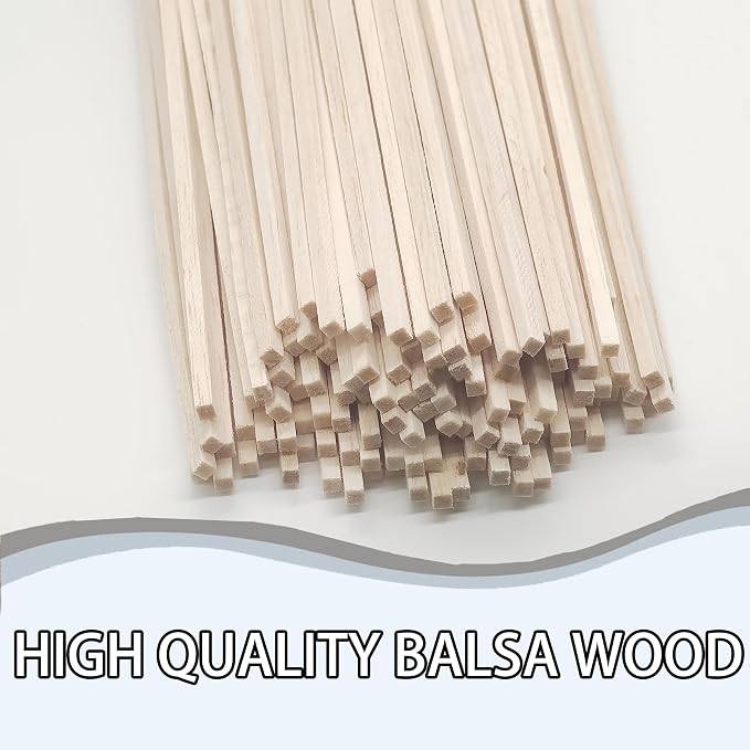 120Pcs Balsa Wood Sticks, Wood Strips Balsa Square Wooden Dowels Hardwood