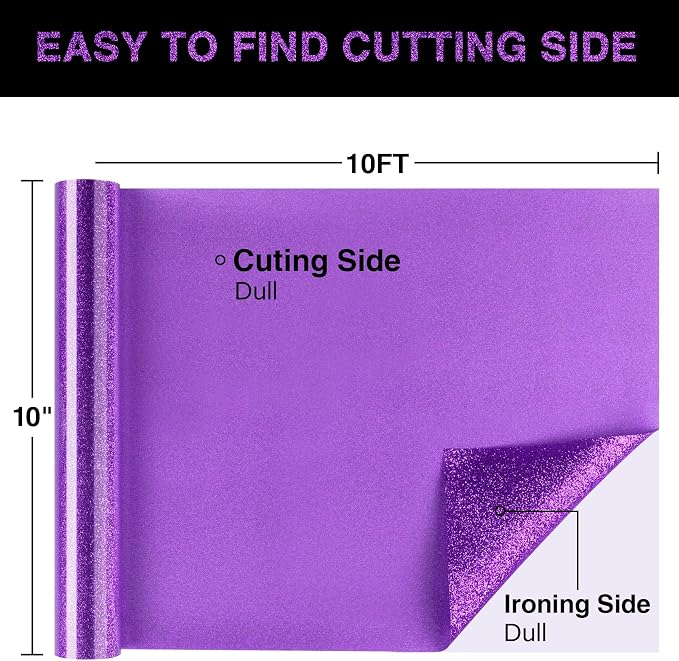 Purple Glitter HTV Heat Transfer Vinyl Roll 12inch x 10 ft