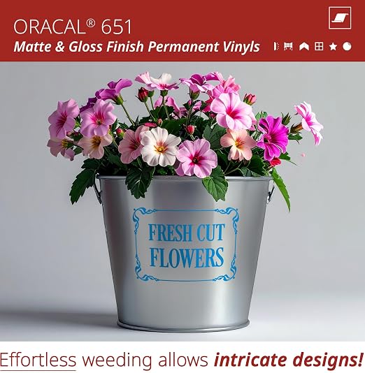 ORACAL 651 Matte Sky Blue Vinyl Durable Roll Easy to Weed Permanent Adhesive