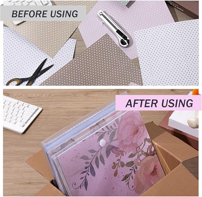 Henoyso 48 Pcs 12 x 12 Scrapbook Paper Storage Organizer Top Loading Plastic