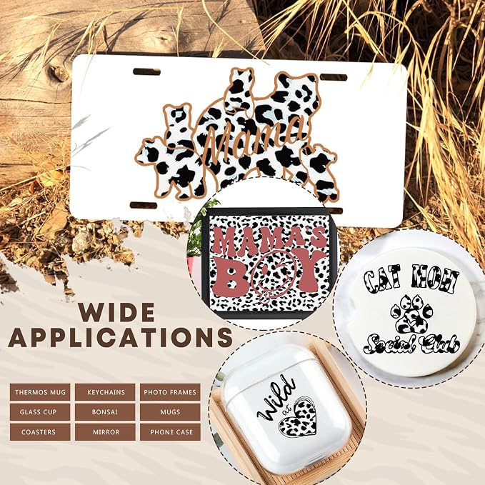 Tintnut Leopard Permanent Vinyl 8 Pcs 12x10in Black White Adhesive Vinyl |