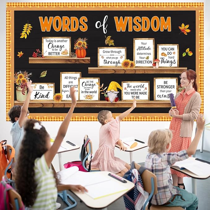 Fall Thanksgiving Bulletin Board Set Bookshelf Words of Wisdom Bulletin Board