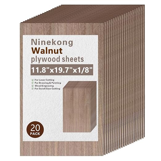 20 Pack Black Walnut Plywood Sheets 1/8", 11.8x19.7x1/8 inch Plywood Sheets