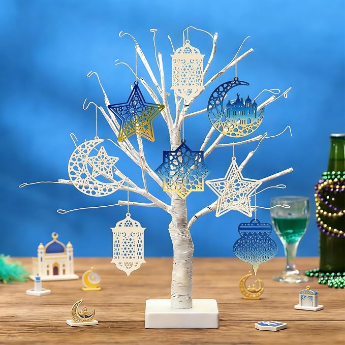 36PCS Wooden Ramadan Decorations Eid Islam Mubarak Ornaments Mubarak Hanging