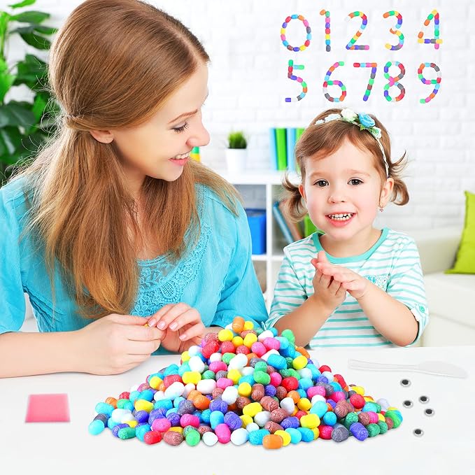 Junkin 1000 Pcs Magic Noodles Foam Crafts Puffs Corn Super Crafts Arts Kit Bulk