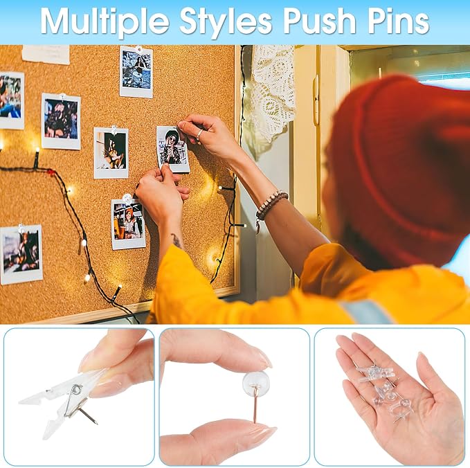 290 Pcs Push Pins Assorted, 6 Style Thumb Tacks Set